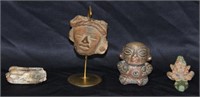 LOT OF FOUR PRE-COLUMBIAN TERRACOTTA PIECES