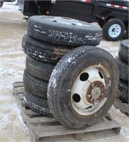 (6) Assorted 8R19.5 Tires On 10 Bolt Rims