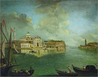 GRAND CANAL VENICE SCENE OIL ON CANVAS PAINTING