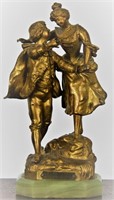 19th C. LE PASSAGE DU GUE GILT BRONZE SCULPTURE