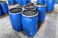 (5) 30 Gal Food Grade Poly Barrels w/Removable