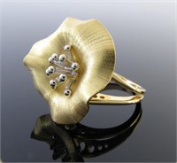 18K Yellow and White Gold Flower Ring