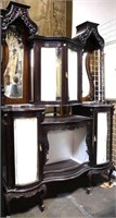 VICTORIAN ETAGERE WITH FABRIC & MIRRORED PANELS