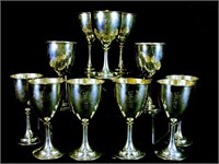 LOT OF ELEVEN STERLING SILVER WINE GOBLETS