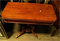 19th CENTURY AMERICAN MAHOGANY FLIP TOP GAME TABLE