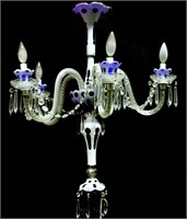 VINTAGE  CUT BLUE TO CLEAR CRYSTAL CHANDELIER