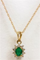 Jewelry 10k / 14kt Yellow Gold Emerald Necklace