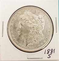 Coin 1881-S Morgan Silver Dollar Brilliant Unc.