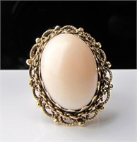 14K Yellow Gold Angel Skin Coral Ring