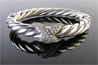 David Yurman Sterling/Diamond X Bracelet