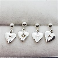 S/Sil Two Pairs Of Cz Earrings