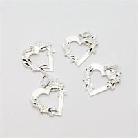 S/Sil Lot Of Four Heart Shaped Pendant
