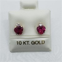 $160 10K Created Ruby Earrings