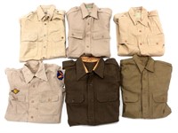 WWII US ARMY FIELD SHIRT UNIFORM MIXED LOT OF 6
