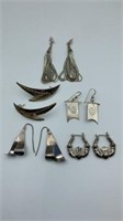 Five pair sterling marked and unmarked earrings