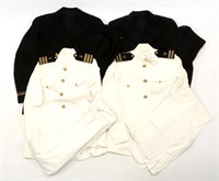 WWII US NAVY OFFICER WHITE & BLUE UNIFORM LOT OF 4