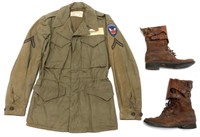 WWII 11th AIRBORNE NAMED M43 JACKET AND BOOTS