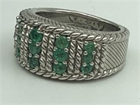Judith Ripka heavy sterling Emerald ring