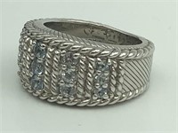 Judith Ripka heavy sterling Aquamarine ring