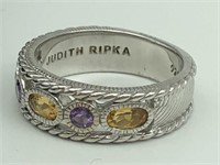Sterling citrine and amethyst ring by Judith Ripka