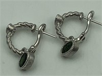Sterling Russian Diopside hoop earrings