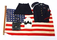 WWII US NAVY WAVES DRESS BLUE UNIFORM & FLAG
