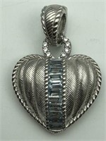 Sterling Heart Pendant with aquamarine