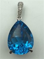 Sterling Necklace Pendant with Topaz