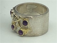 Thick Sterling and Amethyst ladies ring