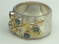 Thick Sterling and Topaz ladies ring