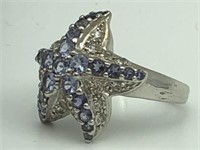 Sterling starfish tanzanite ring