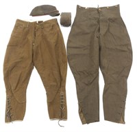 WWII JAPANESE ARMY FIELD PANTS & HAT LOT