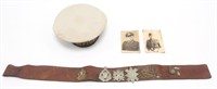 WWII GERMAN HATE BELT, PHOTOGRAPHS, AND NAVY HAT