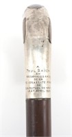 SILVER TOPPED PRESENTATION CANE OF PAUL BADER