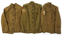 WWI US ARMY AEF DOUGHBOY TUNIC LOT OF 3