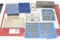 Grouping of Currency Coins and Military Items