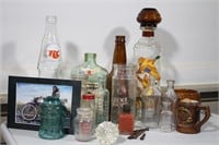 Collection of Small Glass Bottles, Glass Door Knob