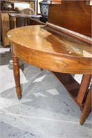 Antique beech demi-lune console table