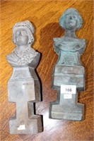 2 x antique French cast metal figural moulds,