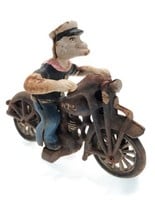 Cast Iron Motorcycle Sailor Toy