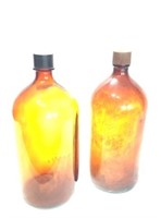 Large Brown Glass Chemical Bottles -Dirty