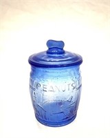 Blue Glass Peanut Jar w/Lid
