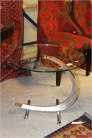 Modern side table curved metal base