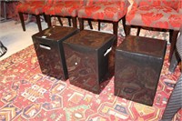 Set of 3 high gloss black ceramic stools