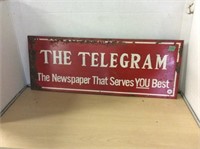 "The Telegram" Metal Advertising Sign 24" x 9"