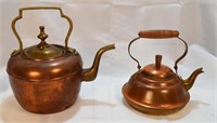 2 Brass and Copper Tea Kettles