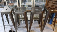 Set of 4 Thonet style metal tall bar stools,