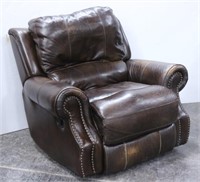Leather Rocker Recliner Chair w/ Nail-Head Trim