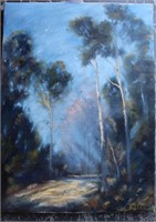 A. Hopkins, country scene with gum trees,