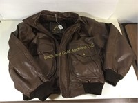 Men’s Small Brown Leather Bomber Style Coat